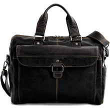 Load image into Gallery viewer, Jack Georges Voyager Zippered Briefcase With Front Flap Pocket - Frontside Black