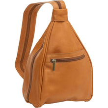 Load image into Gallery viewer, LeDonne Leather Ladies Sling Backpack - Frontside Tan