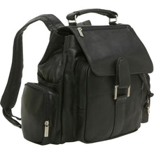 Load image into Gallery viewer, LeDonne Leather Classic Multi Pocket Backpack - Frontside Black