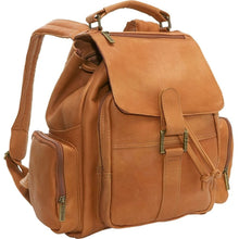 Load image into Gallery viewer, LeDonne Leather Classic Multi Pocket Backpack - Frontside Tan