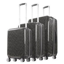 Load image into Gallery viewer, Hello Kitty Pose All Over 3 pc Spinner Luggage Set - Black profile view