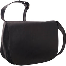 Load image into Gallery viewer, Ledonne Leather Classic Full Flap Should Bag - Frontside Black