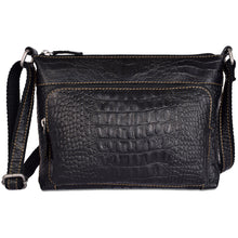 Load image into Gallery viewer, Jack Georges Hornback Croco Mini City Crossbody - Frontside Black