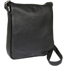 Load image into Gallery viewer, Ledonne Leather Vertical Flap Over Shoulder Bag - Frontside Black
