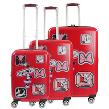 Load image into Gallery viewer, Disney Minnie Mouse Travel Patch 3 pc Luggage Set - red