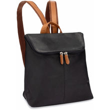 Load image into Gallery viewer, LeDonne Leather Accent Women's Backpack - Frontside Black