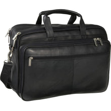 Load image into Gallery viewer, LeDonne Leather Dual Compartment Laptop Briefcase - Frontside Black