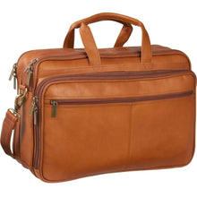 Load image into Gallery viewer, LeDonne Leather Dual Compartment Laptop Briefcase - Frontside Tan