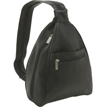 Load image into Gallery viewer, LeDonne Leather Ladies Sling Backpack - Frontside Black