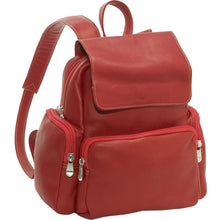 Load image into Gallery viewer, LeDonne Leather Womens Multi Pocket Backpack - Frontside Red