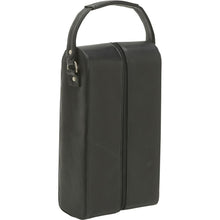 Load image into Gallery viewer, LeDonne Leather 2 Bottle Wine Tote - Frontside Black