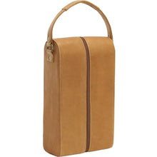 Load image into Gallery viewer, LeDonne Leather 2 Bottle Wine Tote - Frontside Tan