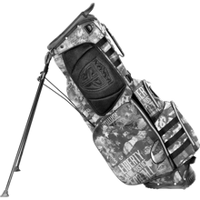 Load image into Gallery viewer, Subtle Patriot America's graffiti golf stand bag in patriotic black and white print