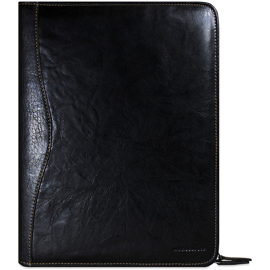 Jack Georges Voyager Letter Sized Zippered Writing Pad Cover - Frontside Black