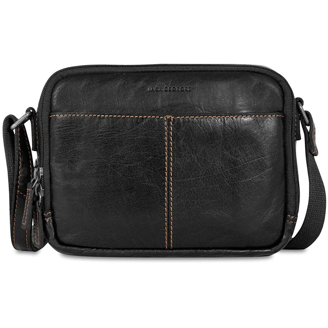 Jack Georges Voyager Double Zippered Crossbody Bag - Frontside Black