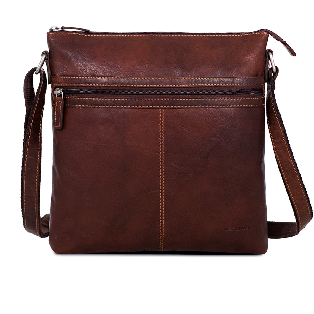 Jack Georges Voyager Large City Crossbody - Frontside Brown