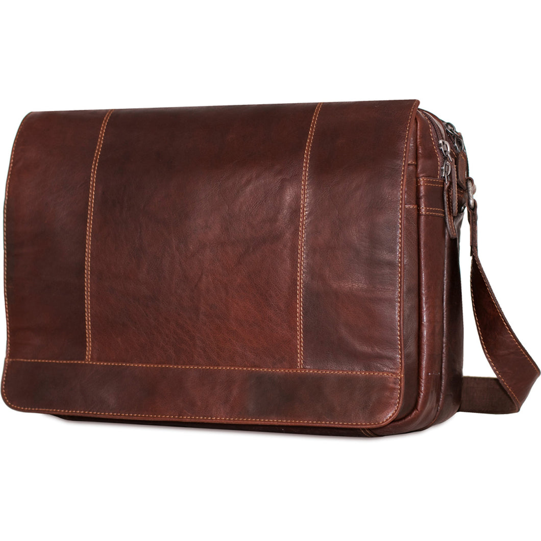 Jack Georges Voyager Large Travel Messenger Bag - Frontside Brown