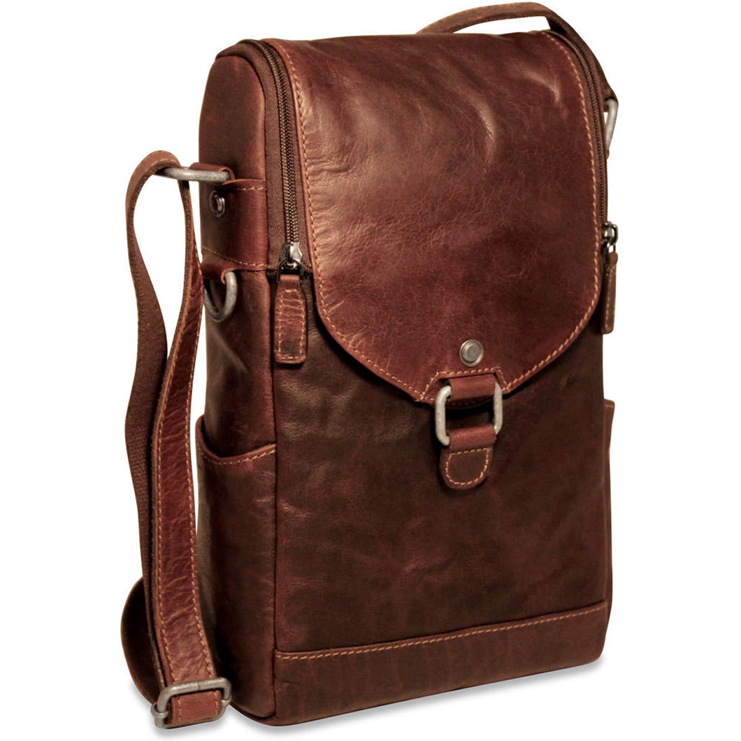 Jack Georges Voyager Crossbody Messenger and Wine Bag - Frontside Brown