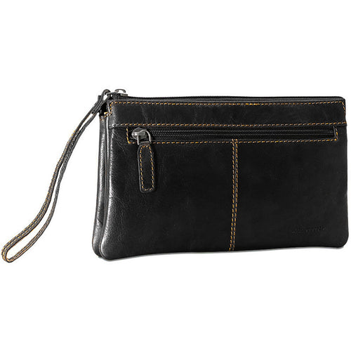 Jack Georges Voyager Zippered Wristlet Clutch - Frontside Black