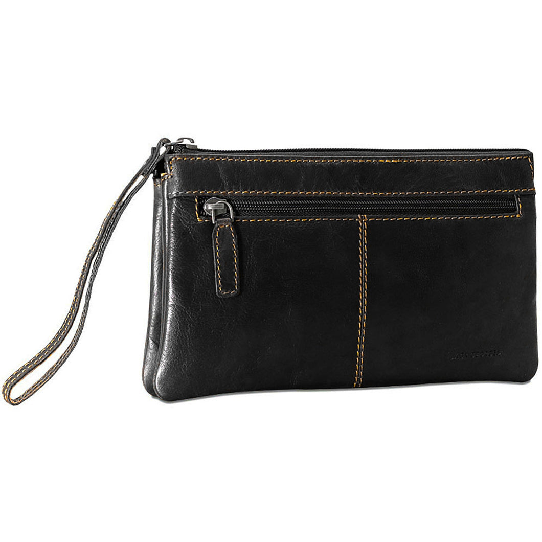 Jack Georges Voyager Zippered Wristlet Clutch - Frontside Black