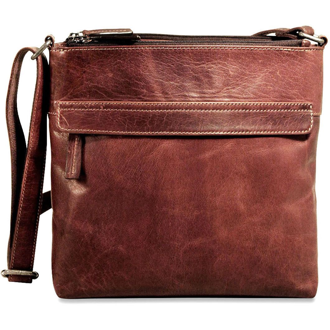 Jack Georges Voyager Zippered Crossbody HoBo Bag - Frontside Brown