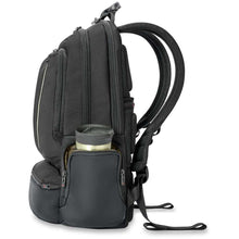 Load image into Gallery viewer, Briggs &amp; Riley HTA Large Cargo Backpack - side beverage pocket
