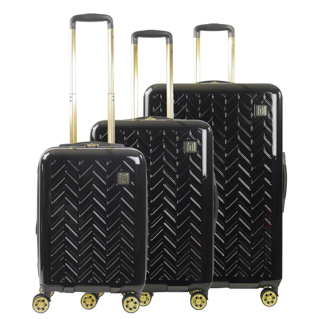 Ful Groove Expandable Hardside Spinner 3 Pc Luggage Set - Black