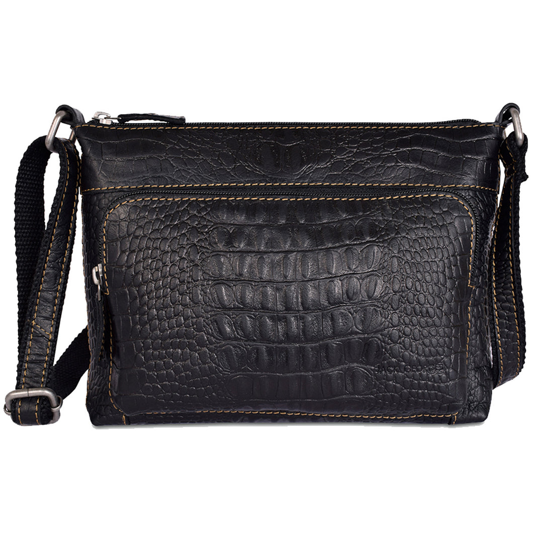 Jack Georges Hornback Croco Mini City Crossbody - Frontside Black