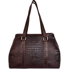 Load image into Gallery viewer, Jack Georges Hornback Croco Satchel Handbag - Rearview
