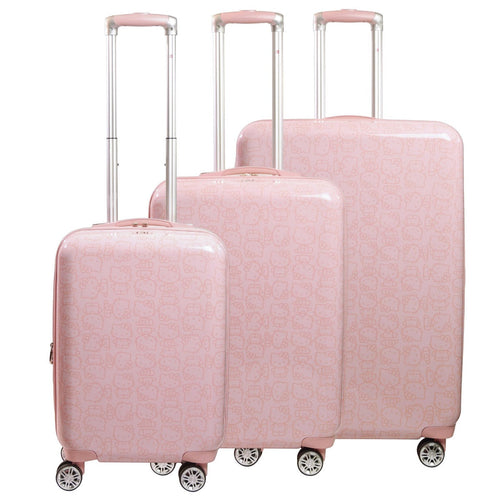 Hello Kitty Pose All Over 3 pc Spinner Luggage Set - Pink