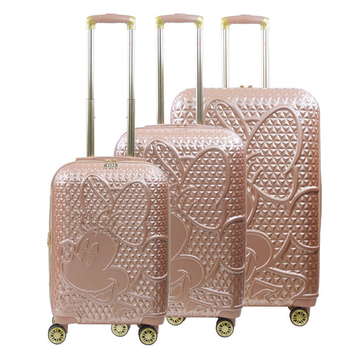 Disney Minnie Mouse Rolling Luggage 3 Piece Set - Rose Gold