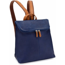 Load image into Gallery viewer, LeDonne Leather Accent Women&#39;s Backpack - Frontside Navy
