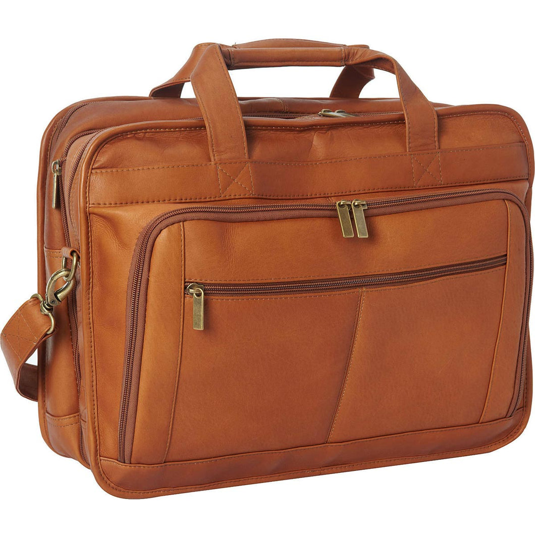 LeDonne Leather Oversized Laptop Briefcase - tan